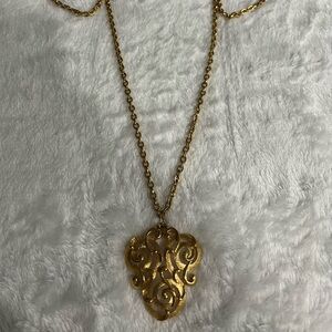 Monet Vintage Elegant Gold Pendant Necklace
